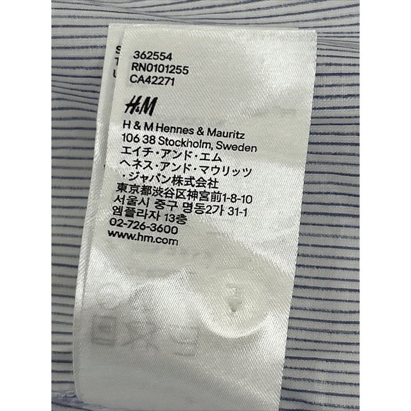 H&M Women’s Mini Dress 2 Blue Button Down 3/4 Sleeve Roll Tab Band Collar VNeck - Picture 13 of 13